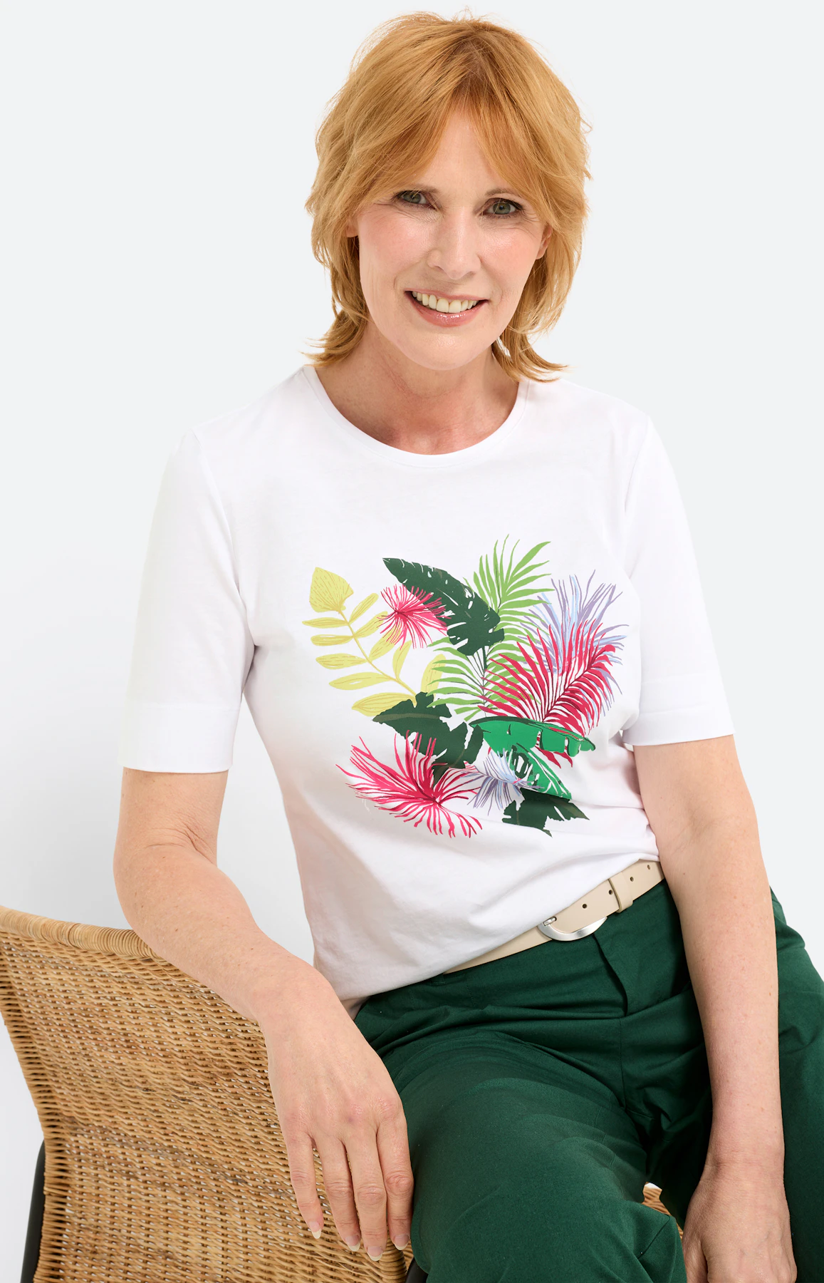 T-shirt met frontprint, wit