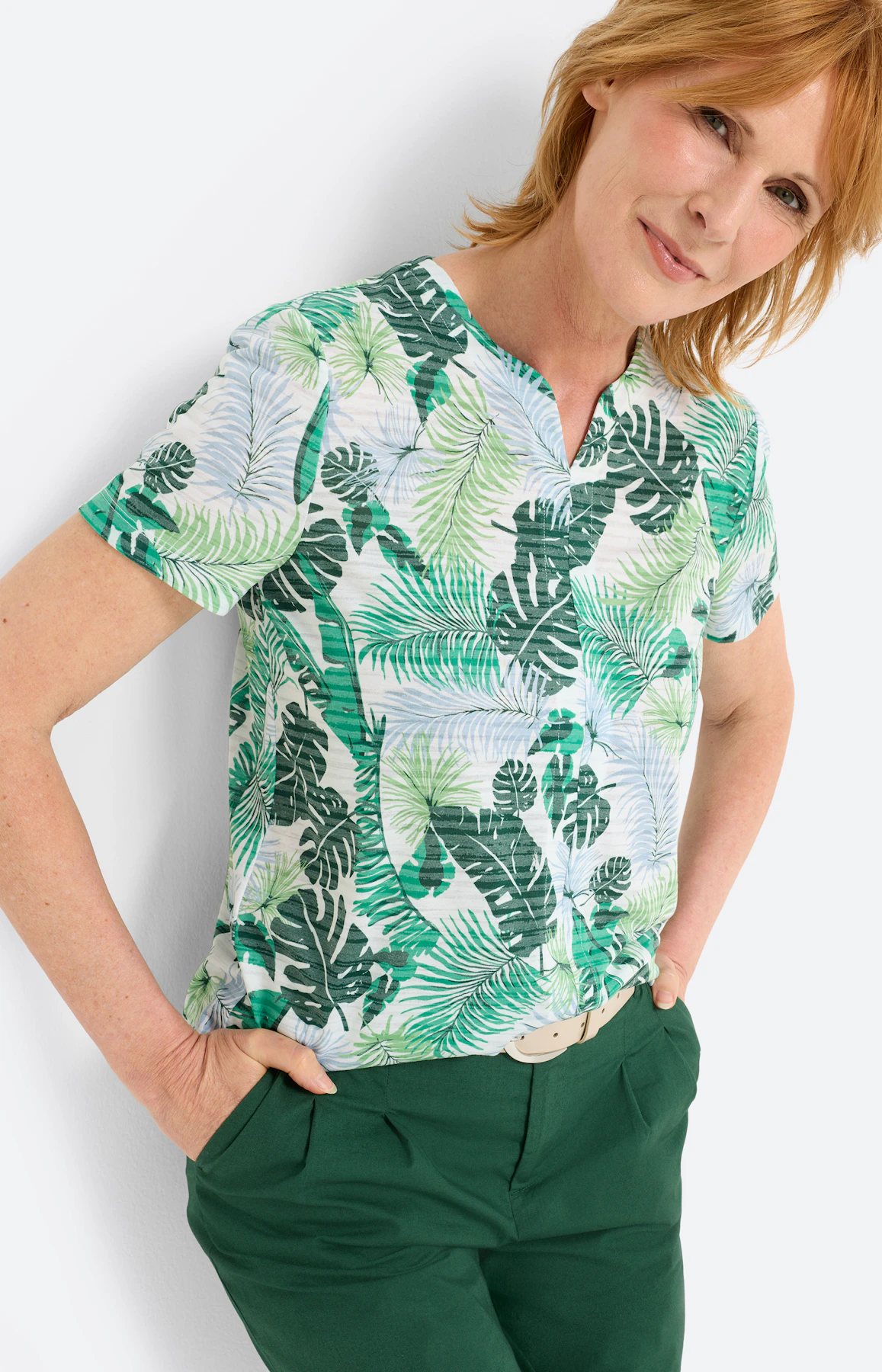 T-shirt met etskanteffect, felgroen