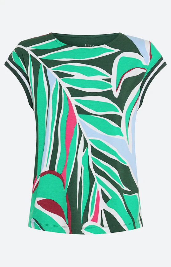 T-Shirt mit Panneaux-Print, kieferngrün