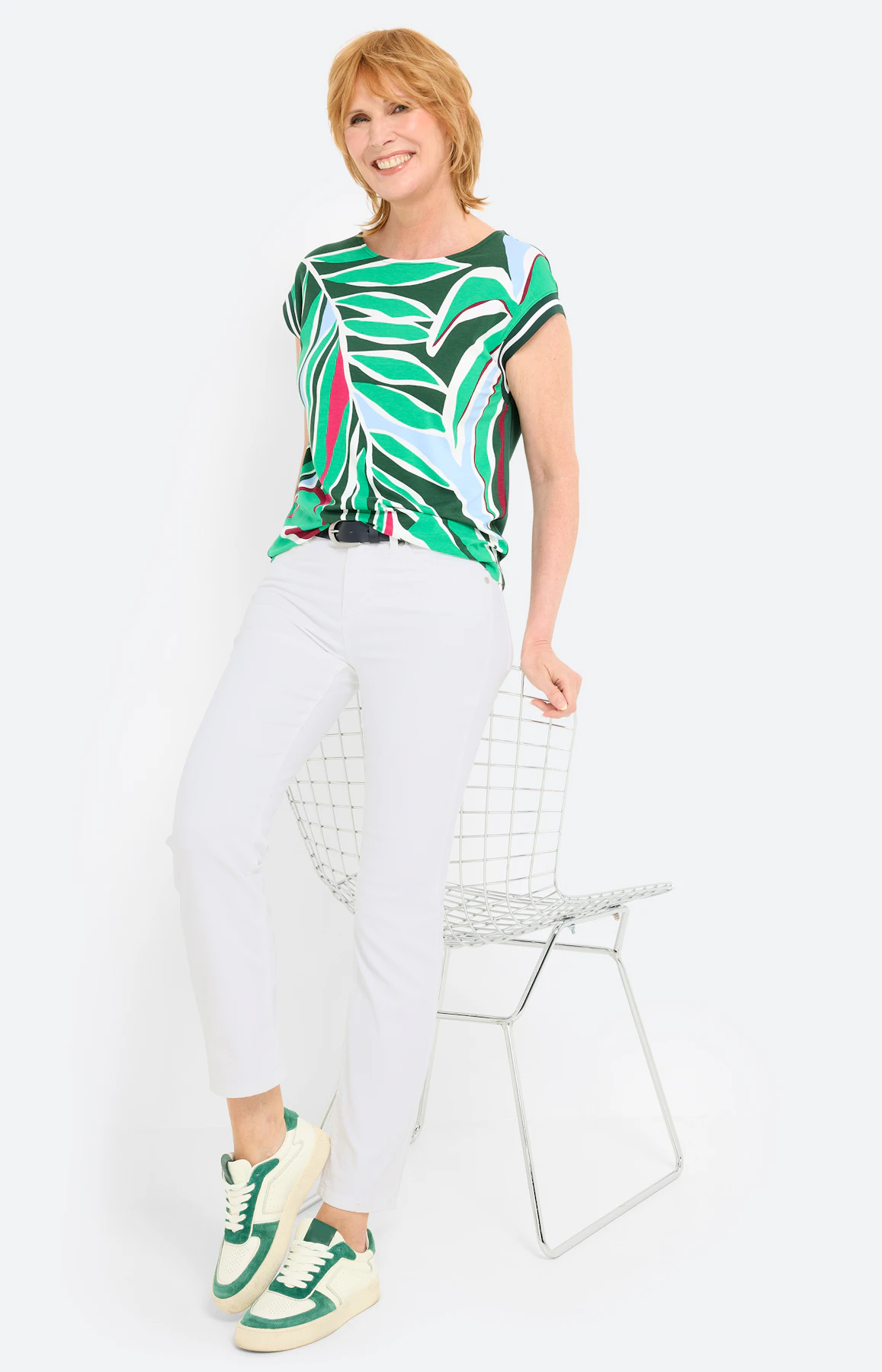 T-shirt met panneaux-print, dennengroen