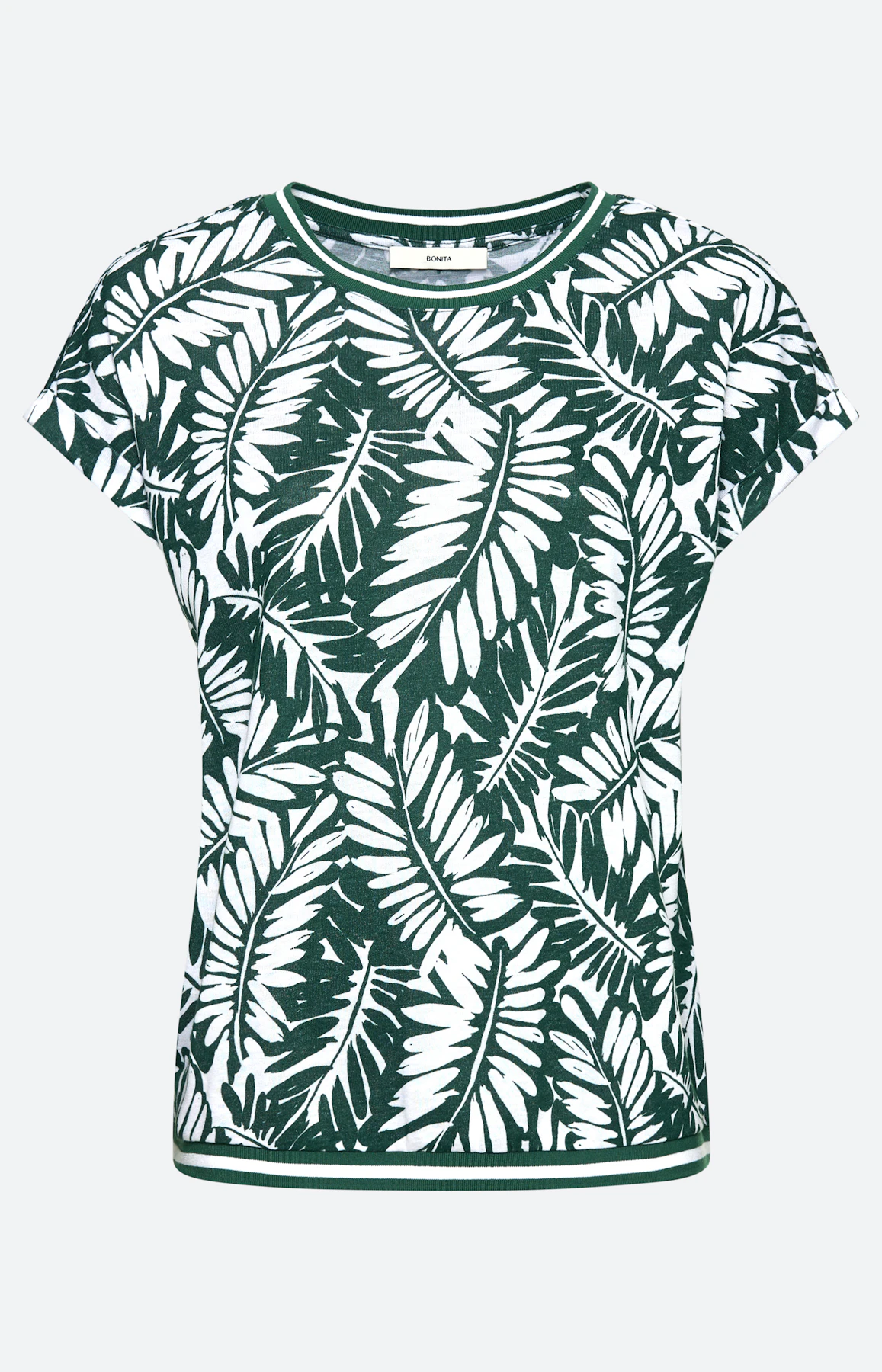 Shirt met bladerprint, dennengroen