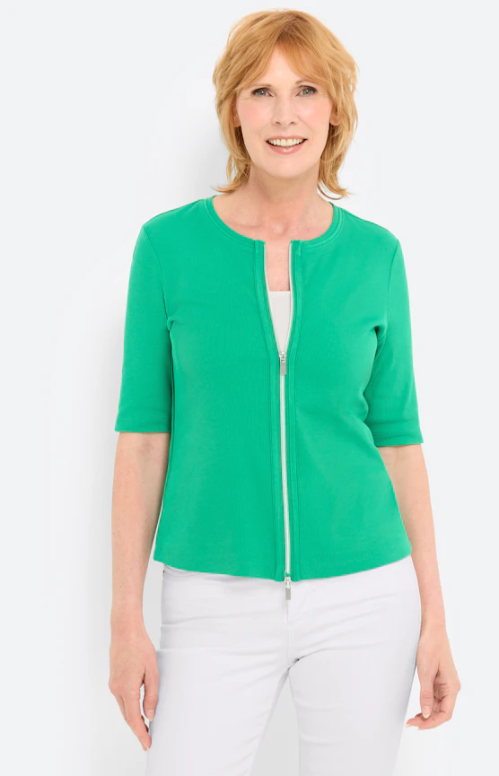 Jerseyjacke mit Zipper, knallgrün