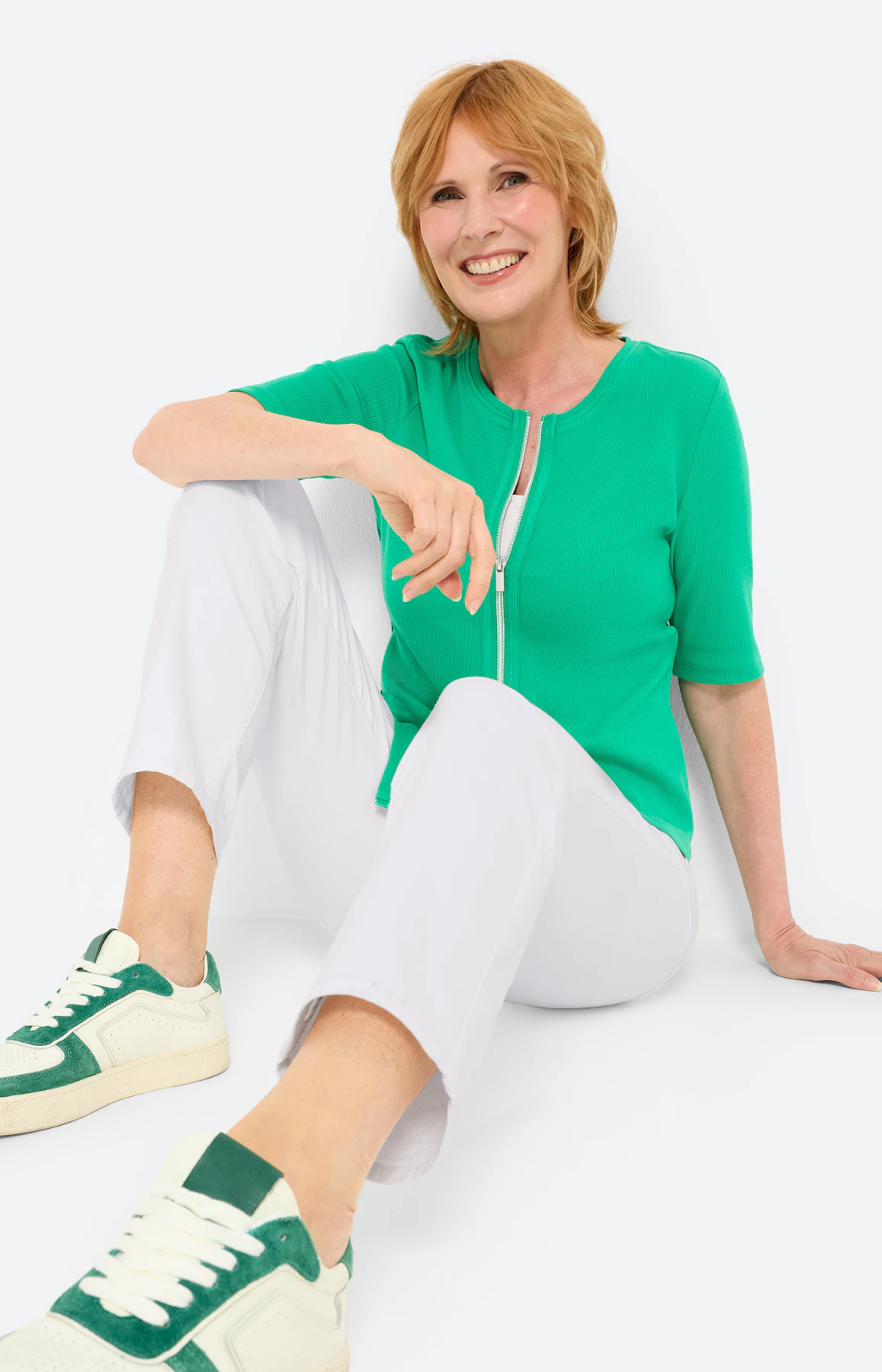 Jerseyjasje met een rits, felgroen