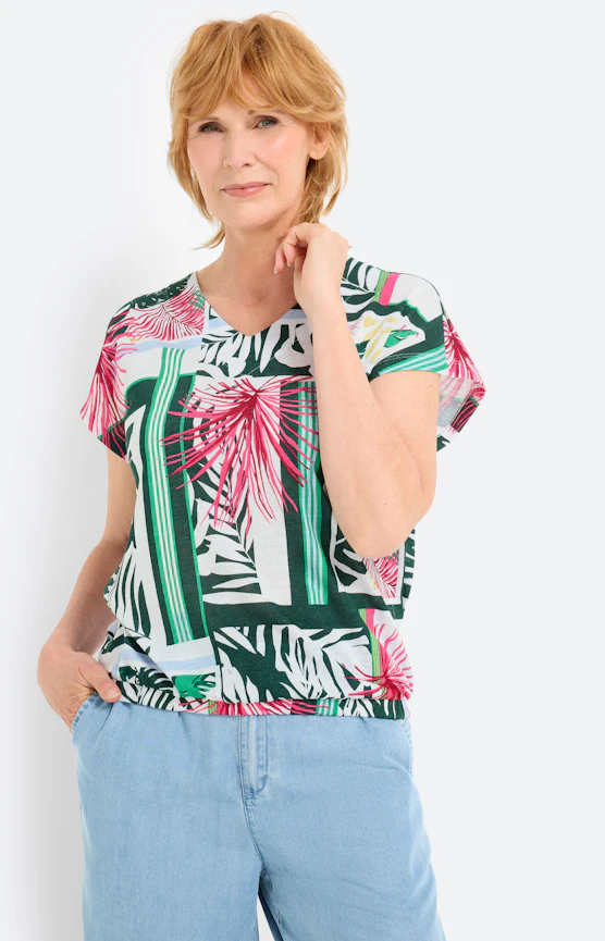 Shirt mit Elastiksaum, kieferngrün