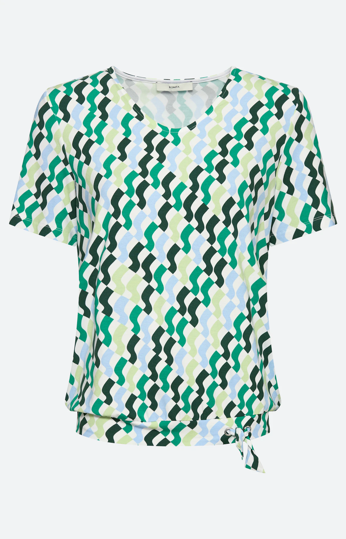 T-shirt met knoop bij de zoom, felgroen