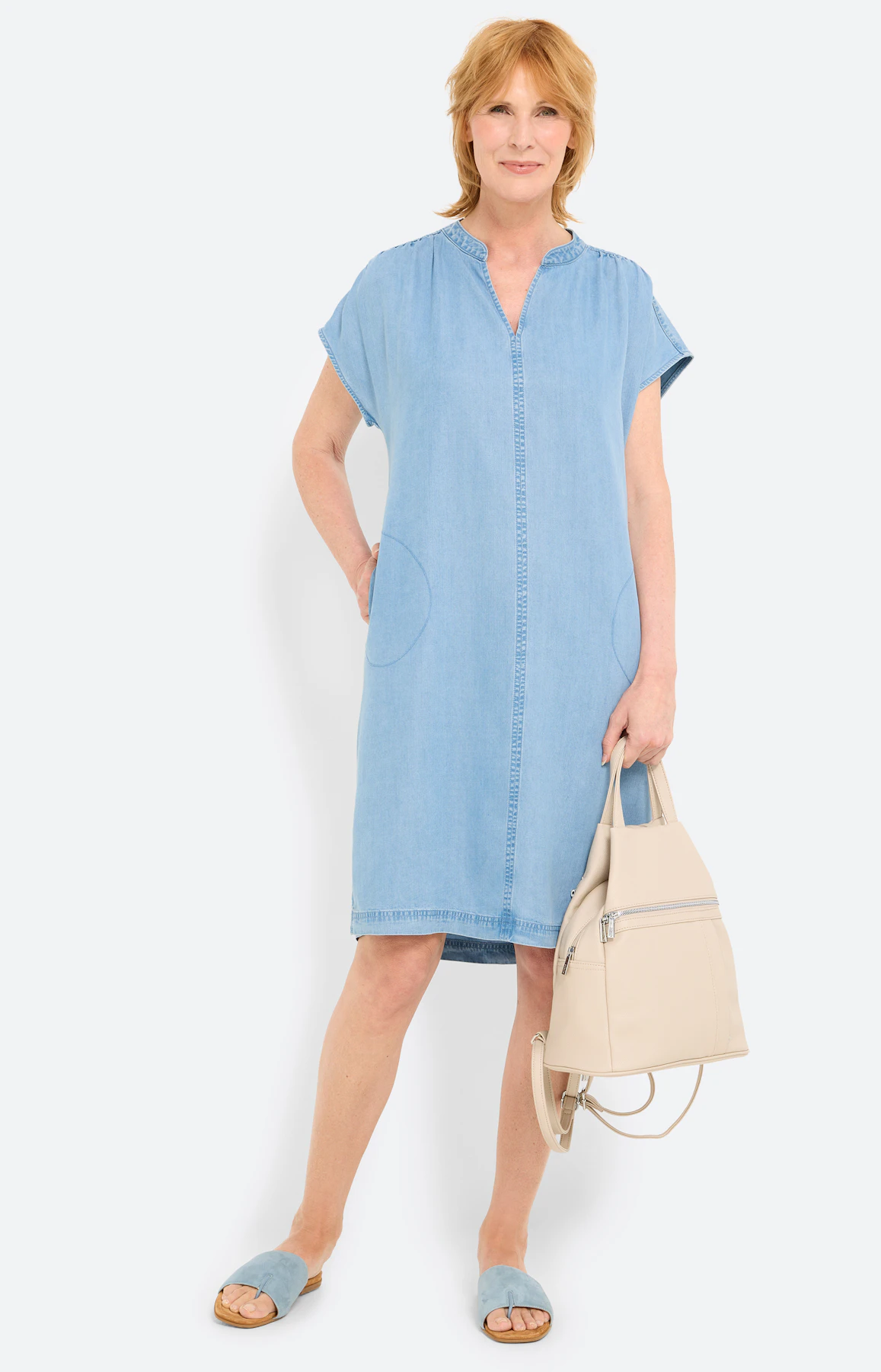 Jurk in jeans-look, mid blue