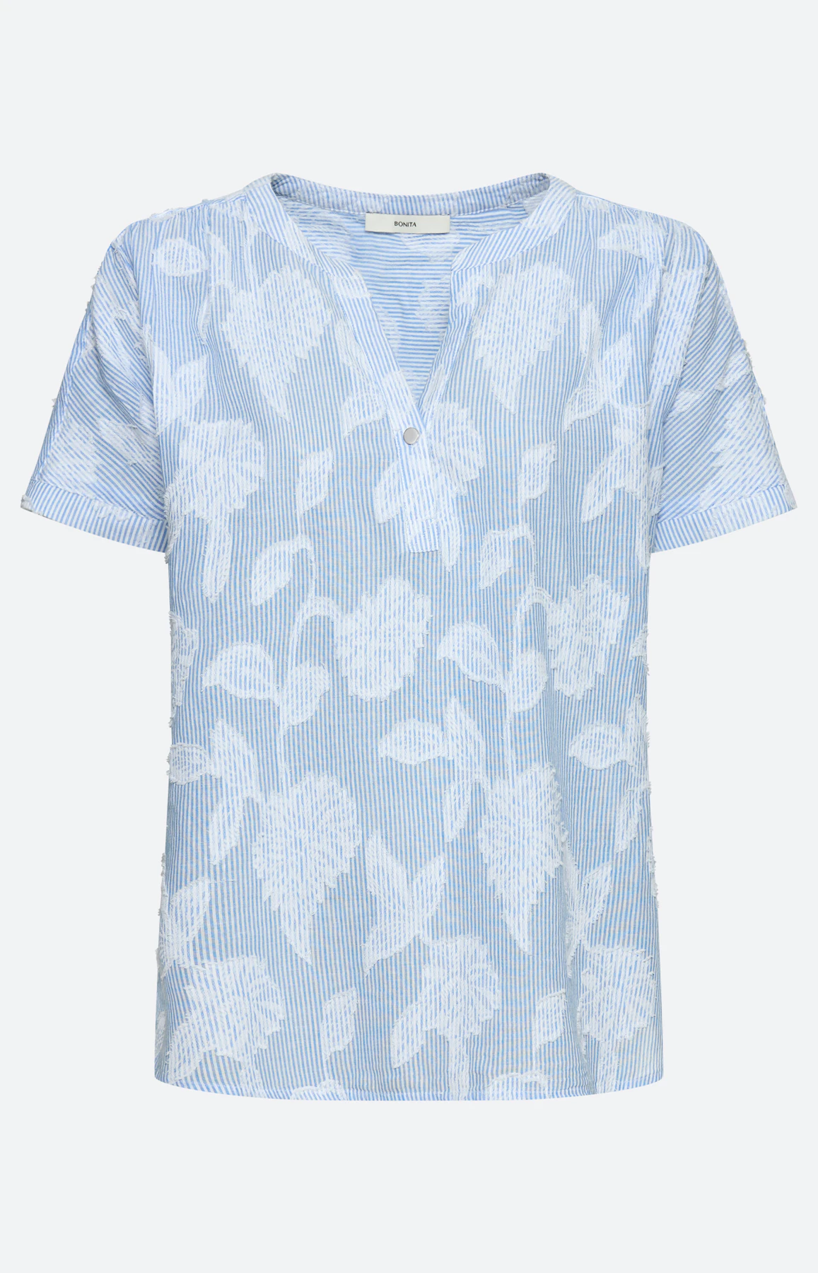 Bluse mit Blumen-Design, azurblau