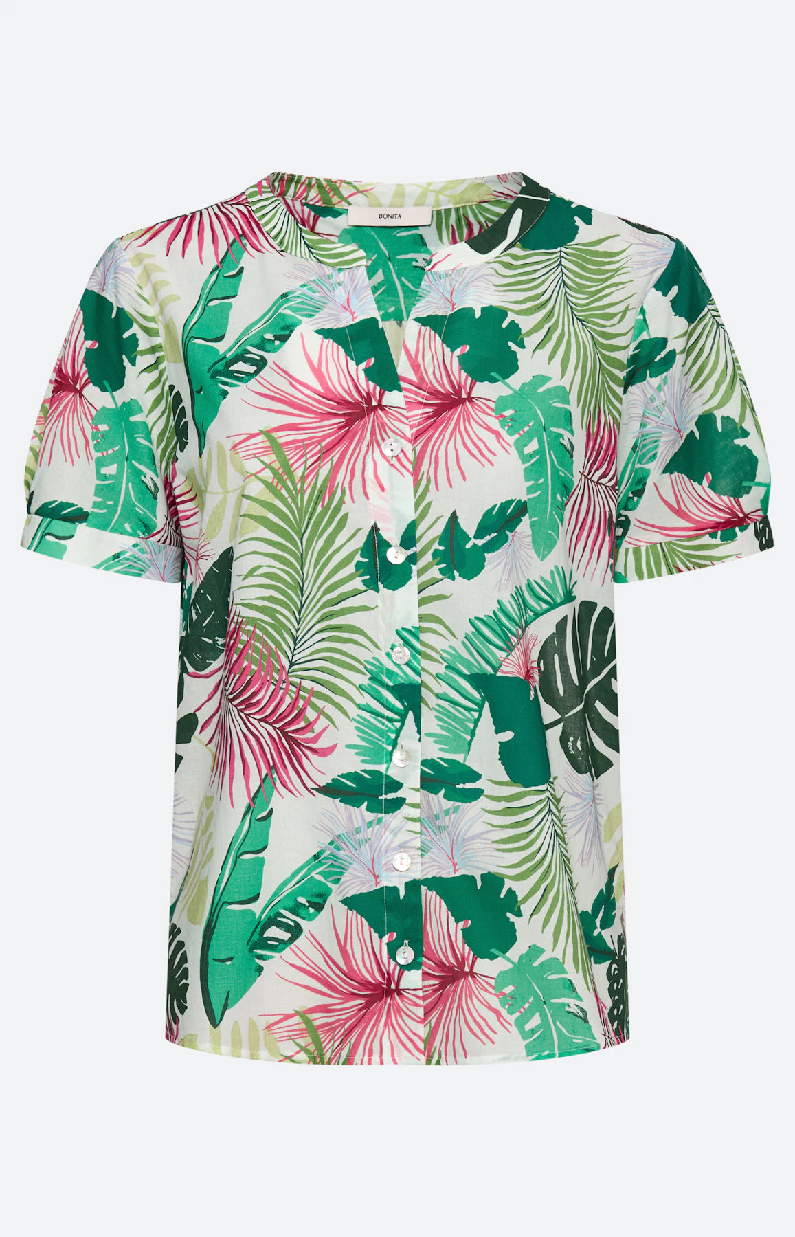 Blouse met tropical-print, pink