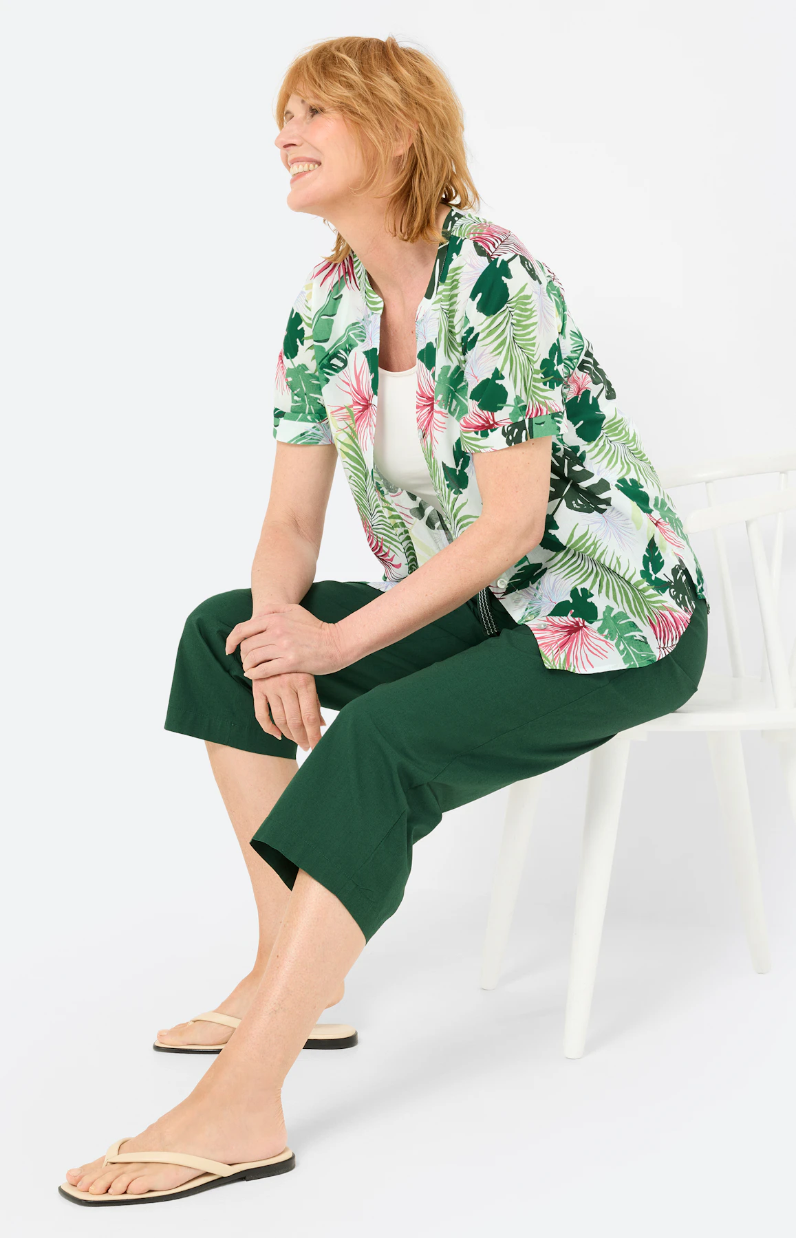 Blouse met tropical-print, pink