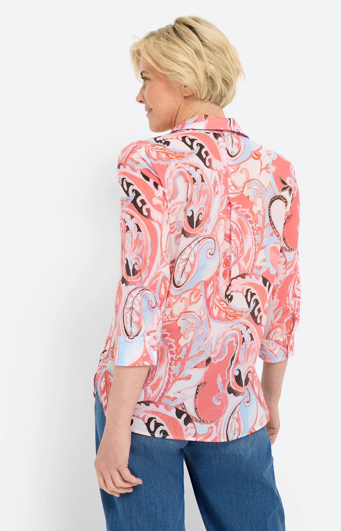 Blouse met omslagfunctie, koraal
