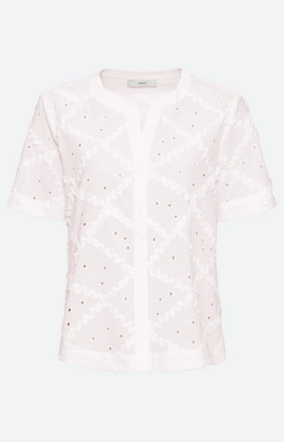 Bluse mit Lochstickerei, weiß