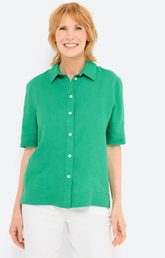 Bluse aus reinem Leinen, knallgrün