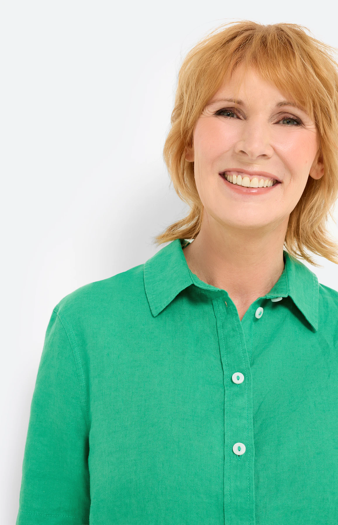 Bluse aus reinem Leinen, knallgrün