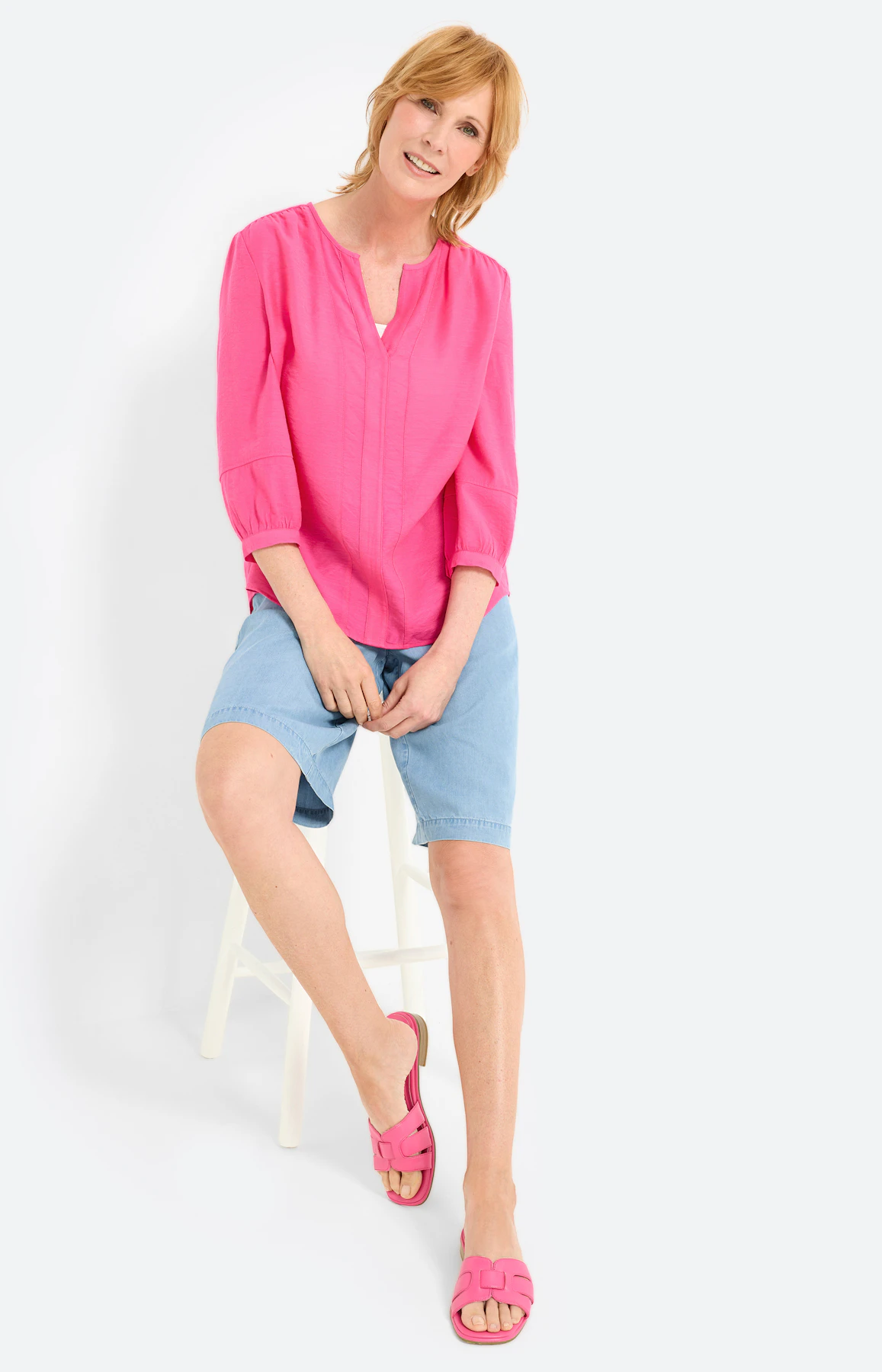 Blouse met een fijne structuur, pink