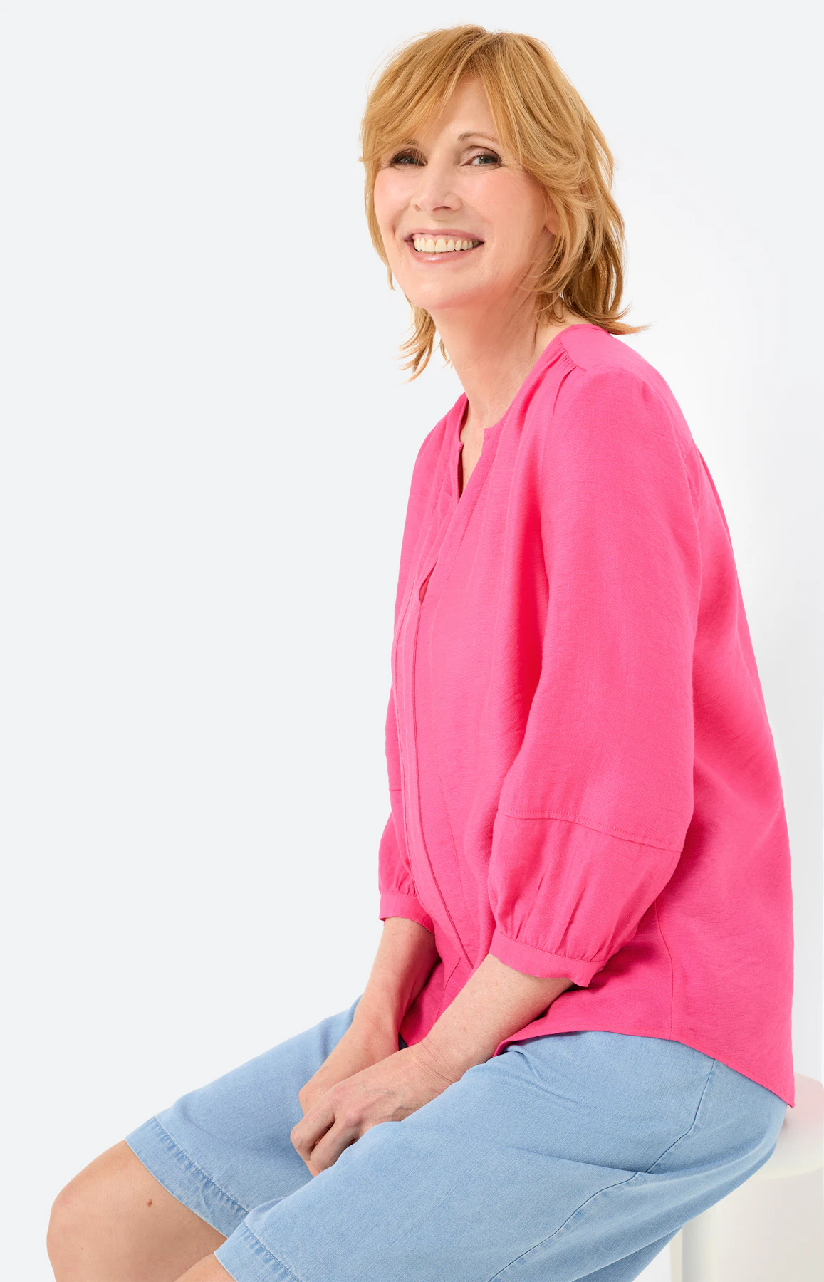 Blouse met een fijne structuur, pink