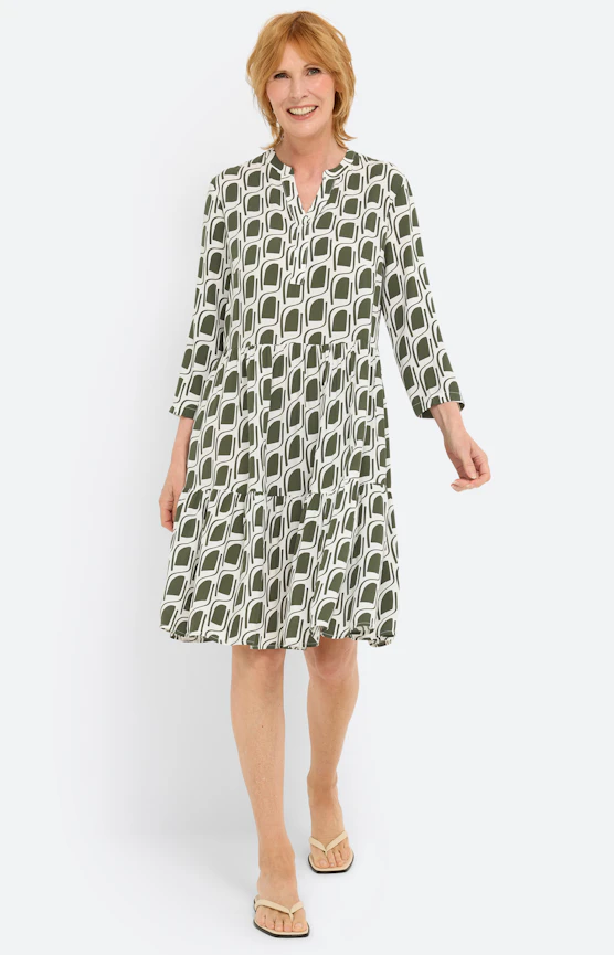 Kleid im Stufen-Design, tiefgrün