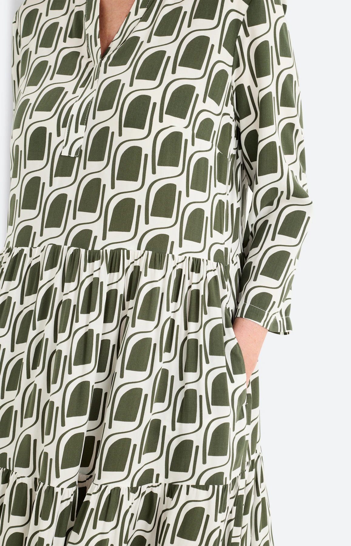 Jurk in stroken-design, diepgroen