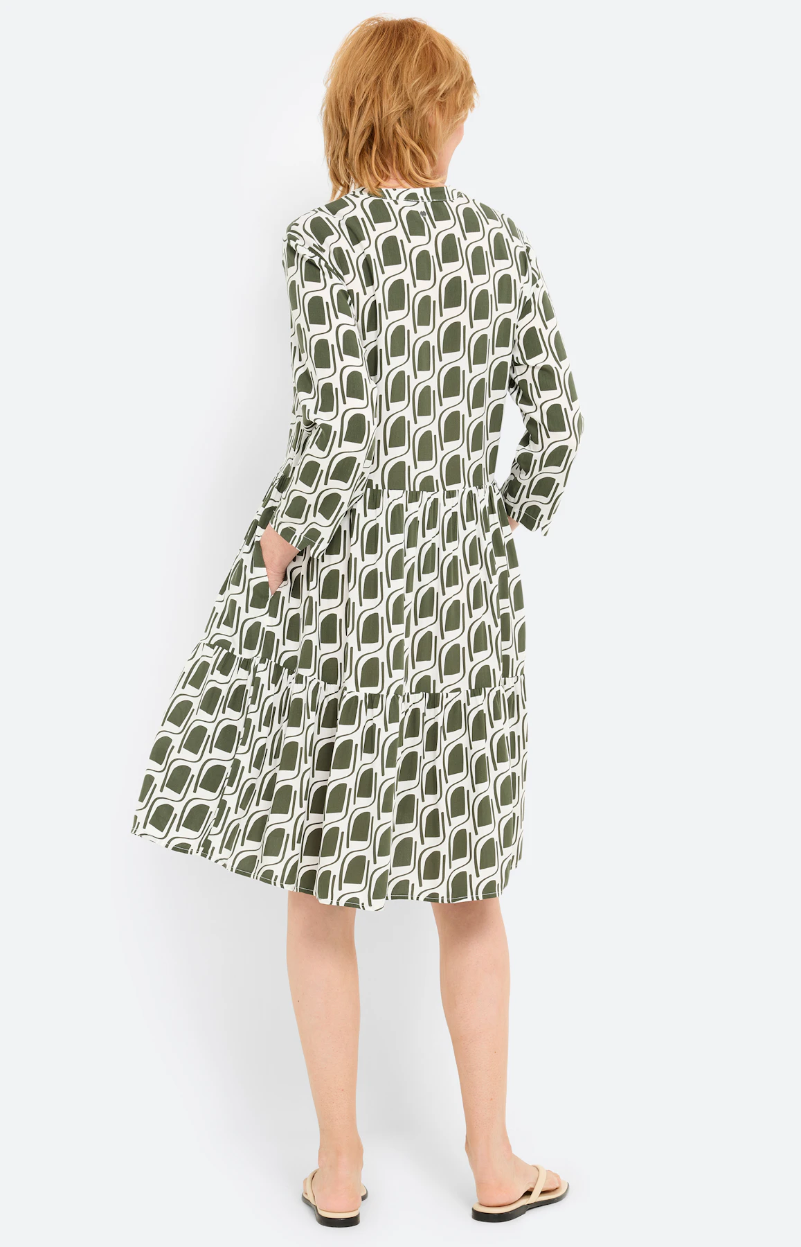 Jurk in stroken-design, diepgroen