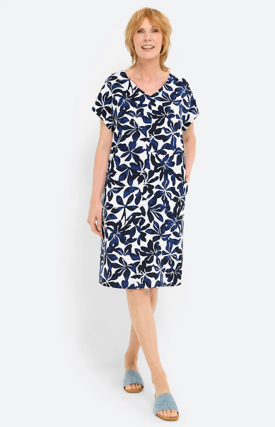 Kleid mit floralem All Over-Print, navy