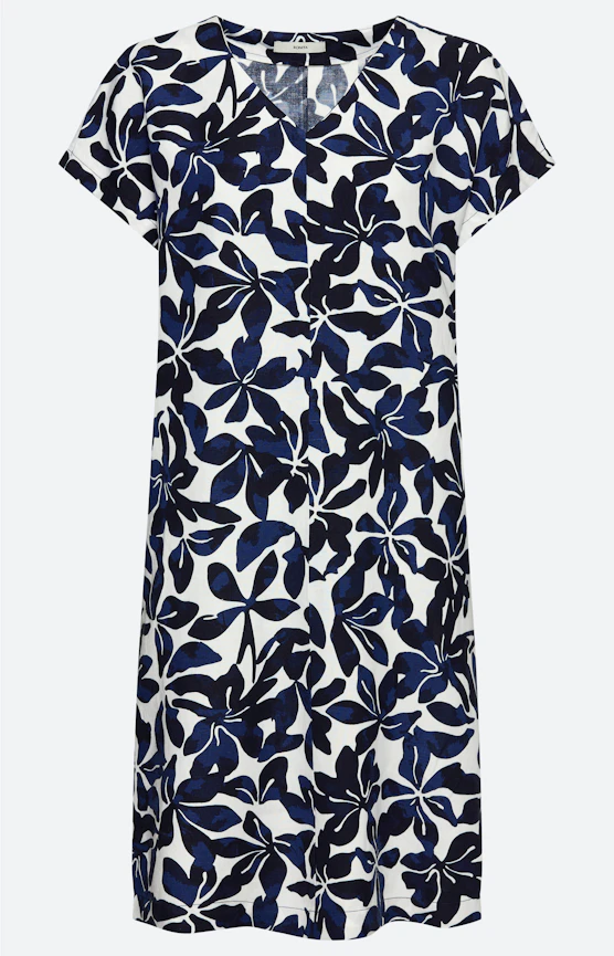 Kleid mit floralem All Over-Print, navy