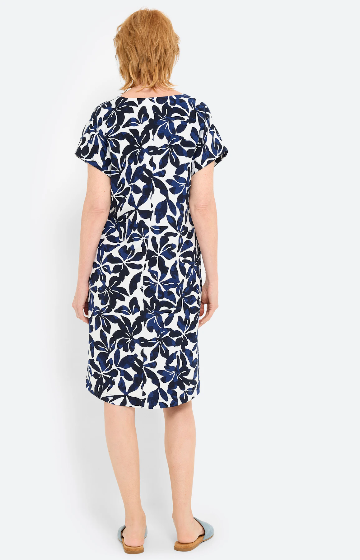Jurk met gebloemde all-over-print, navy