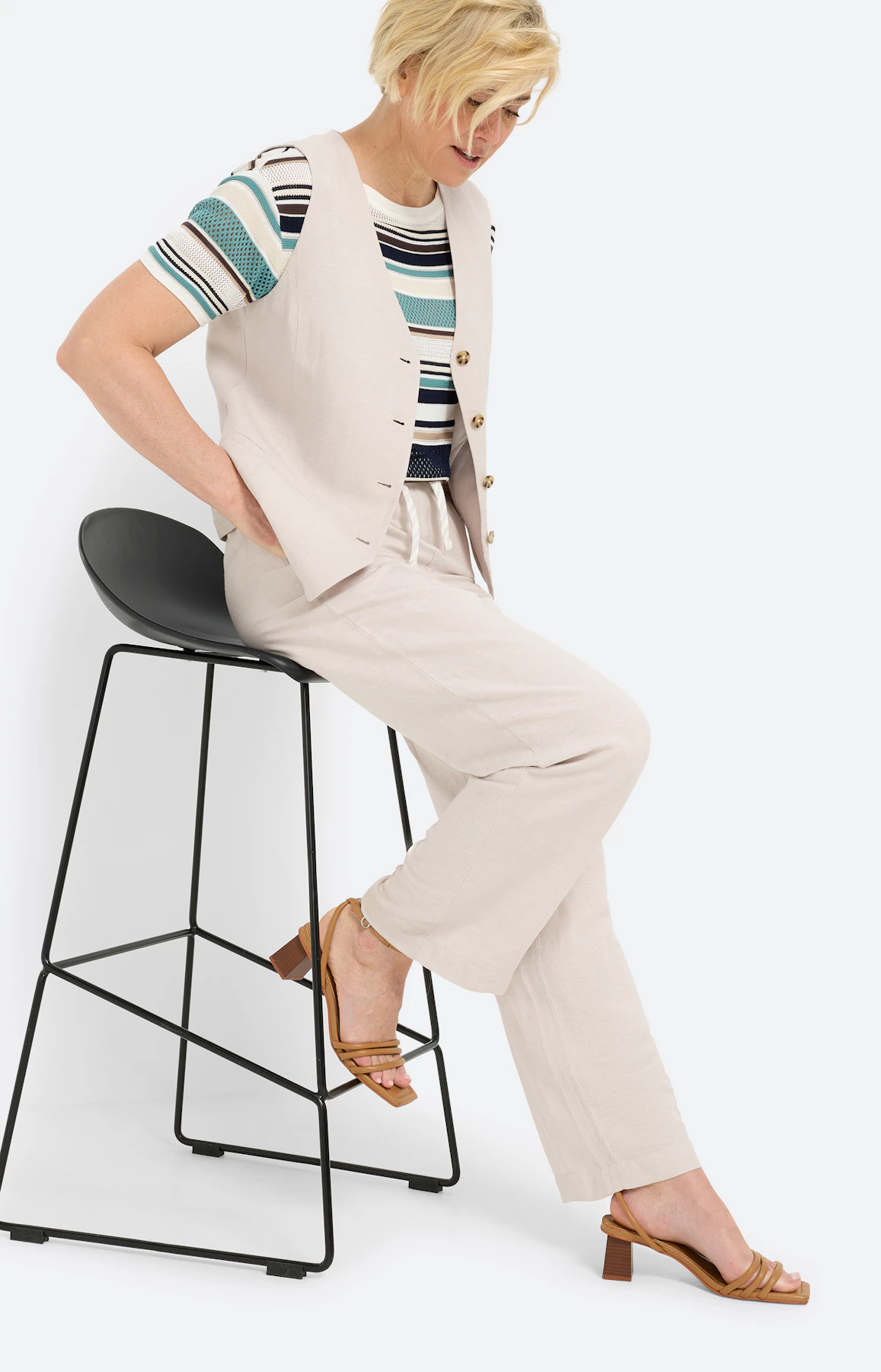 Marlene-broek van linnen, beige