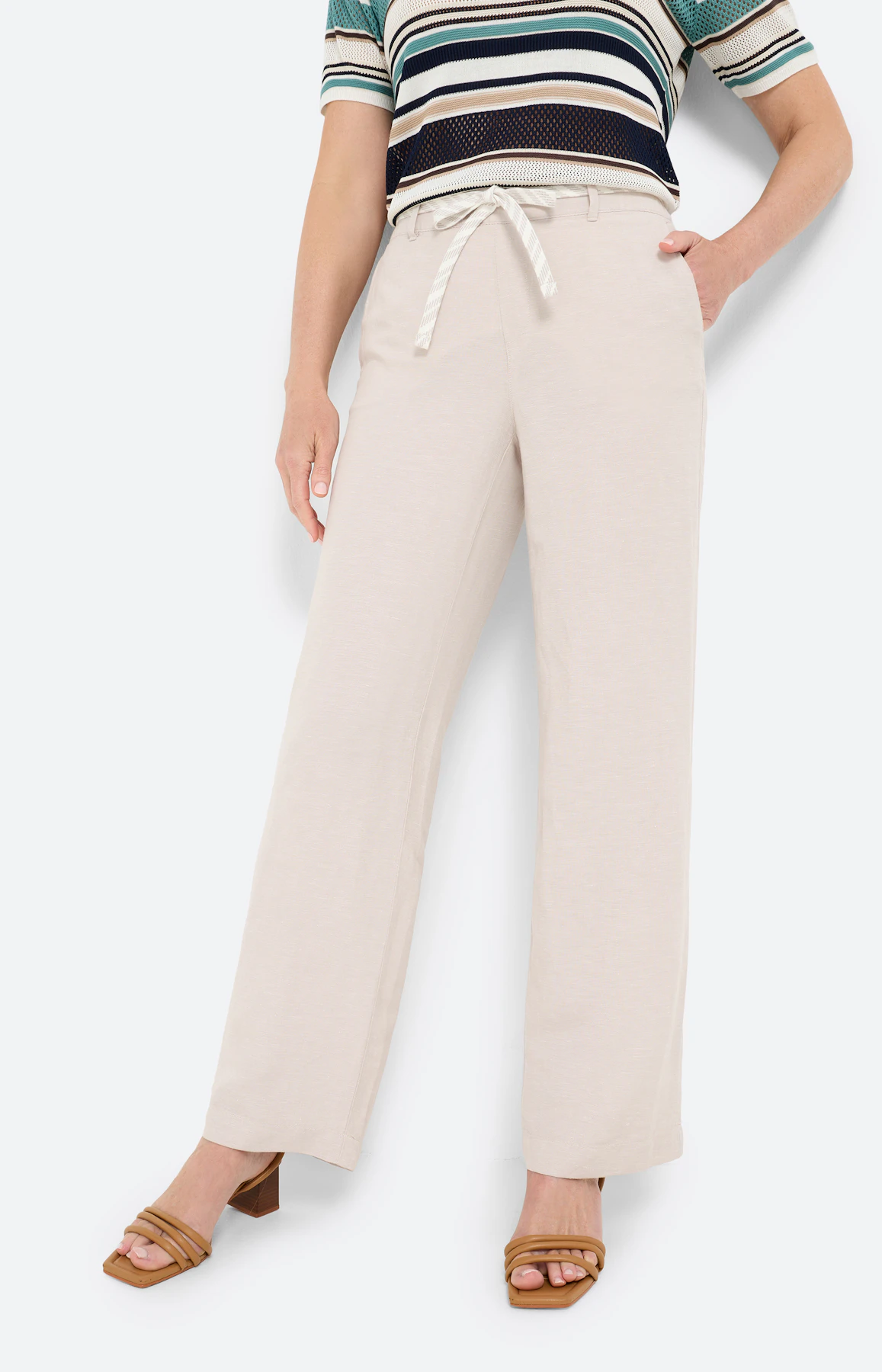 Marlene-broek van linnen, beige
