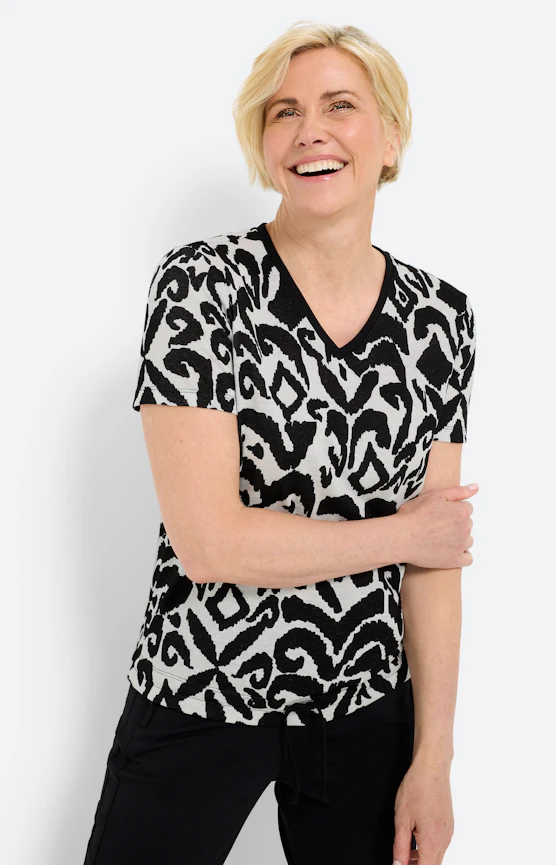 T-Shirt mit All Over-Muster, schwarz