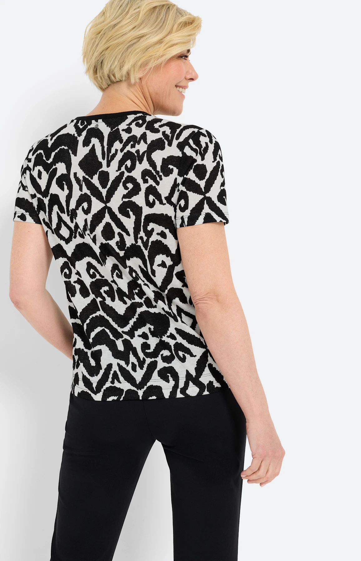 T-shirt met motief all-over, zwart