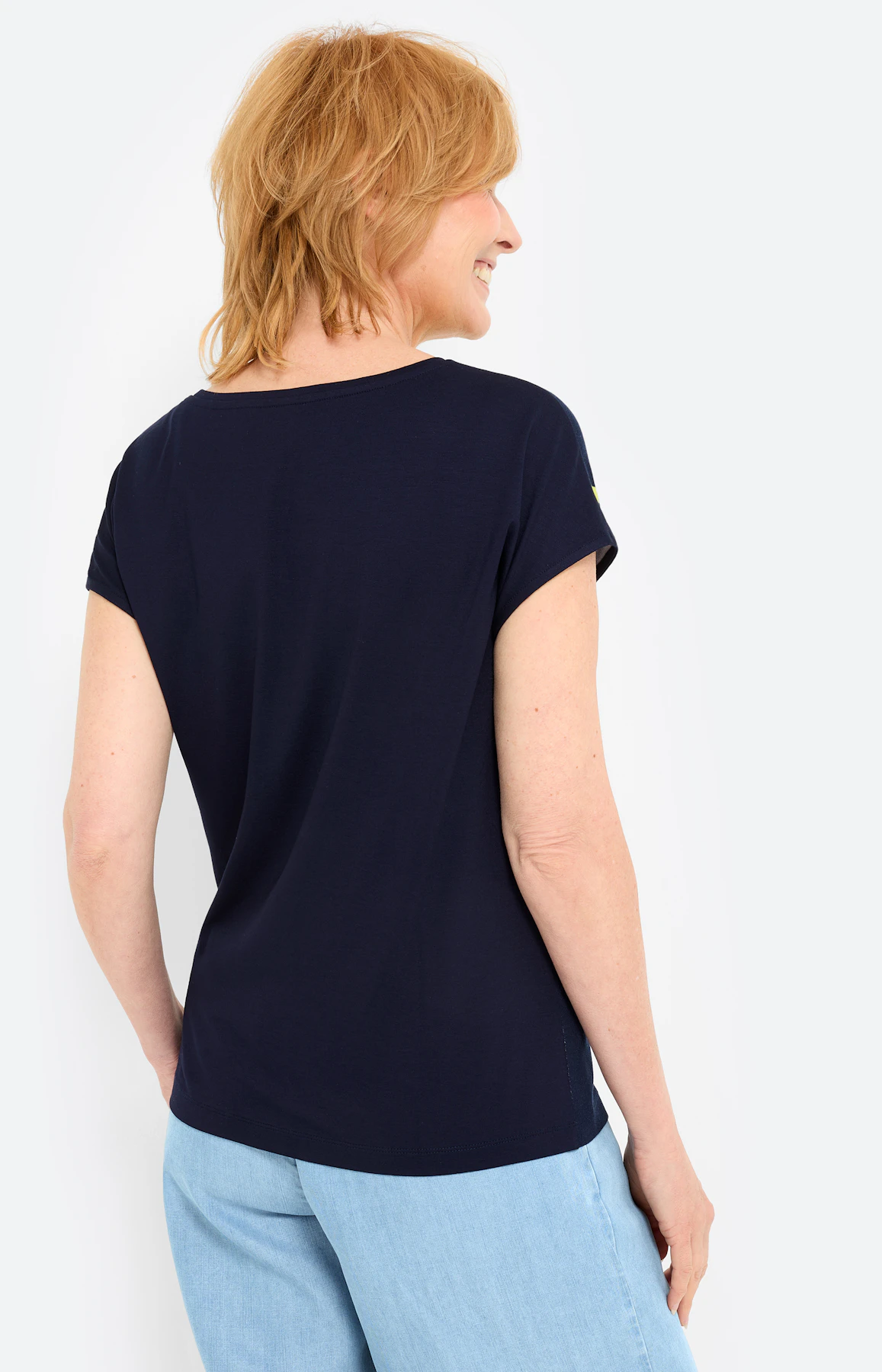 T-shirt met gedessineerd front, navy