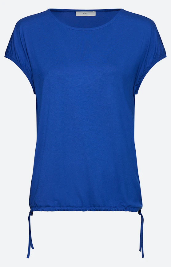 Shirt mit Tunnelzug-Saum, stahlblau
