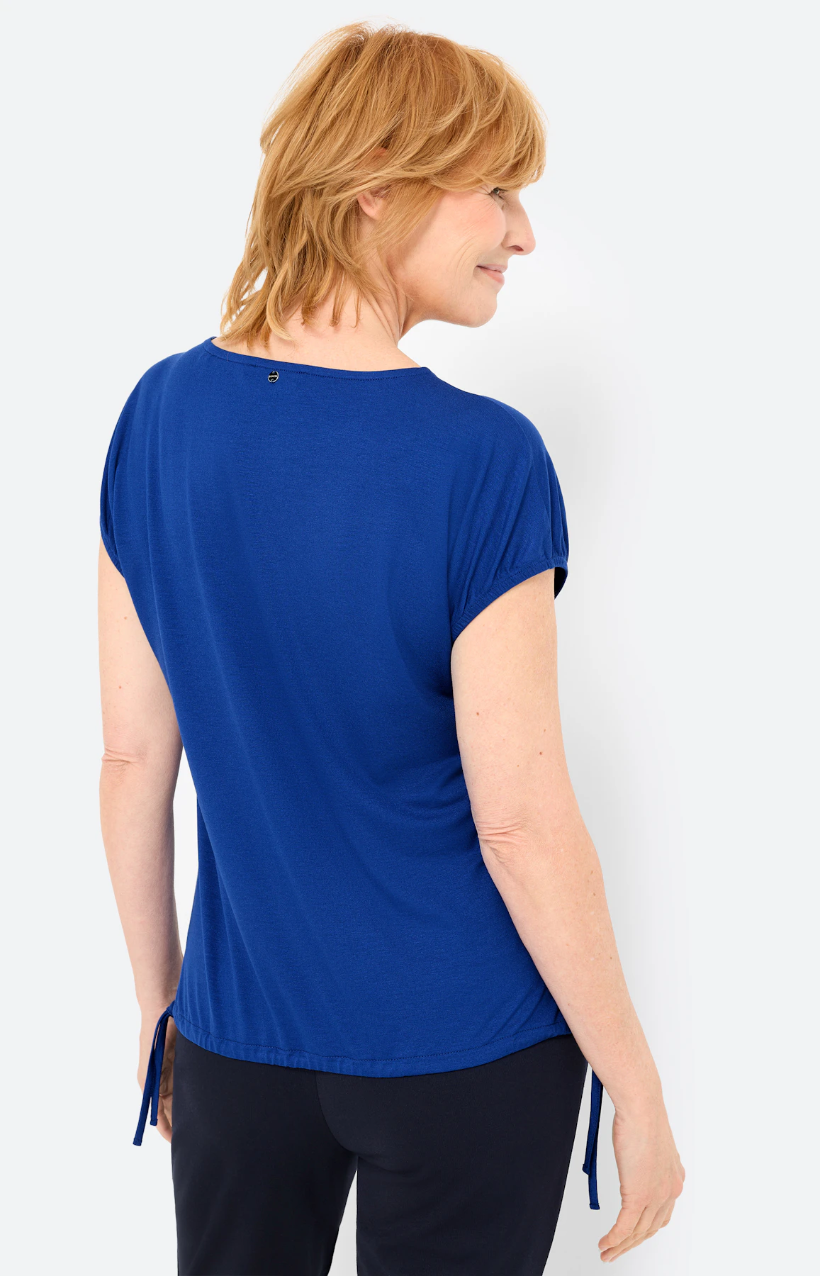 Shirt mit Tunnelzug-Saum, stahlblau