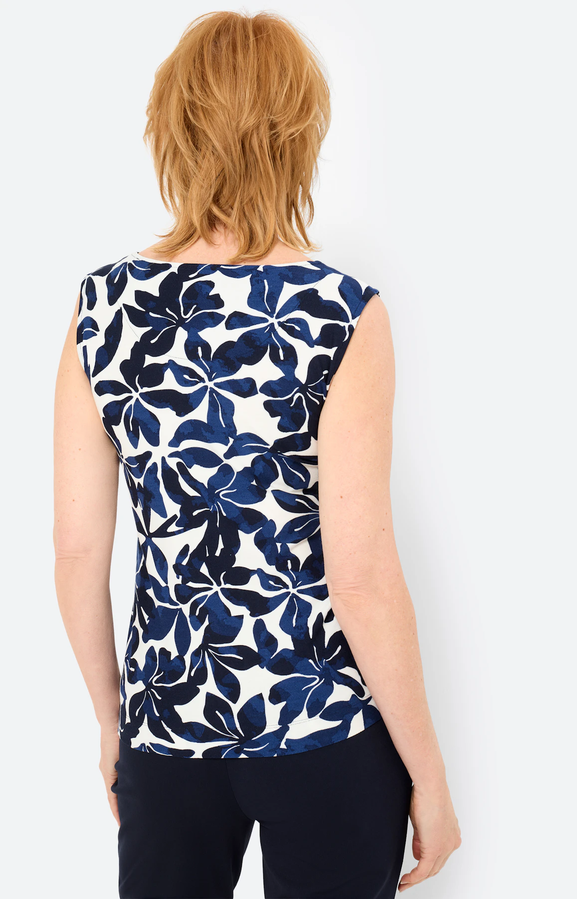 Top met bloemmotief, navy