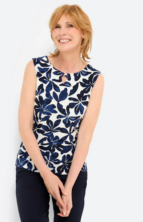 Top met bloemmotief, navy