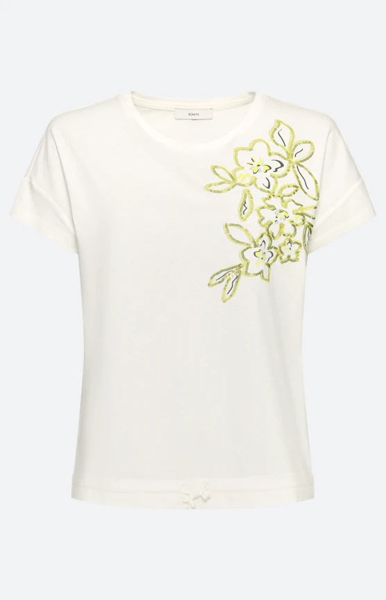 Shirt mit Stickerei und Pailletten, weiß