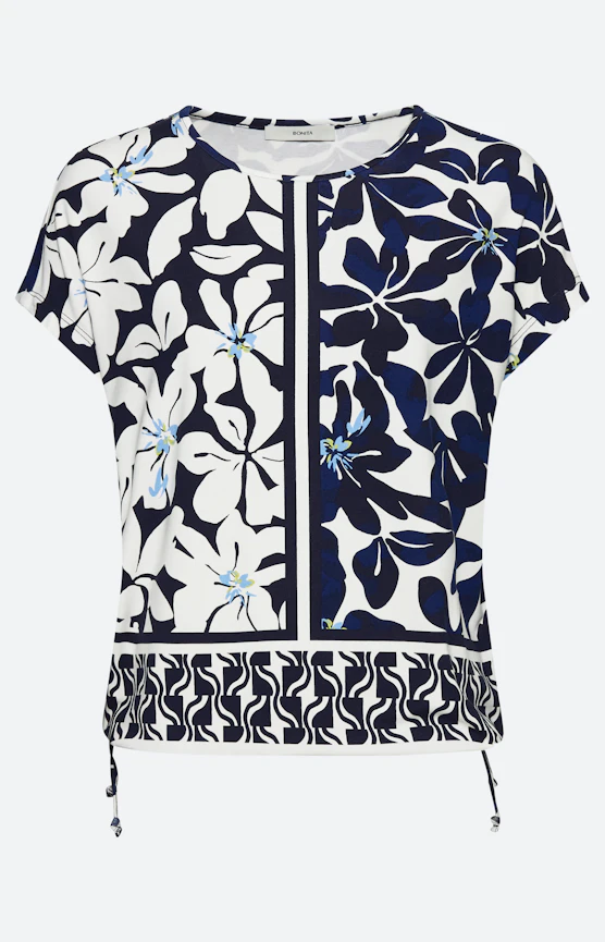 T-Shirt mit Tunnelzug im Saum, navy