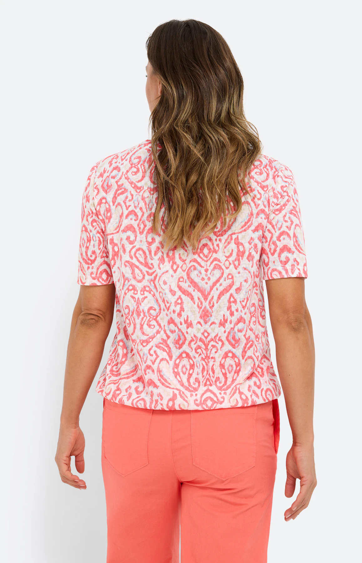 T-shirt met burnout-effect, koraal
