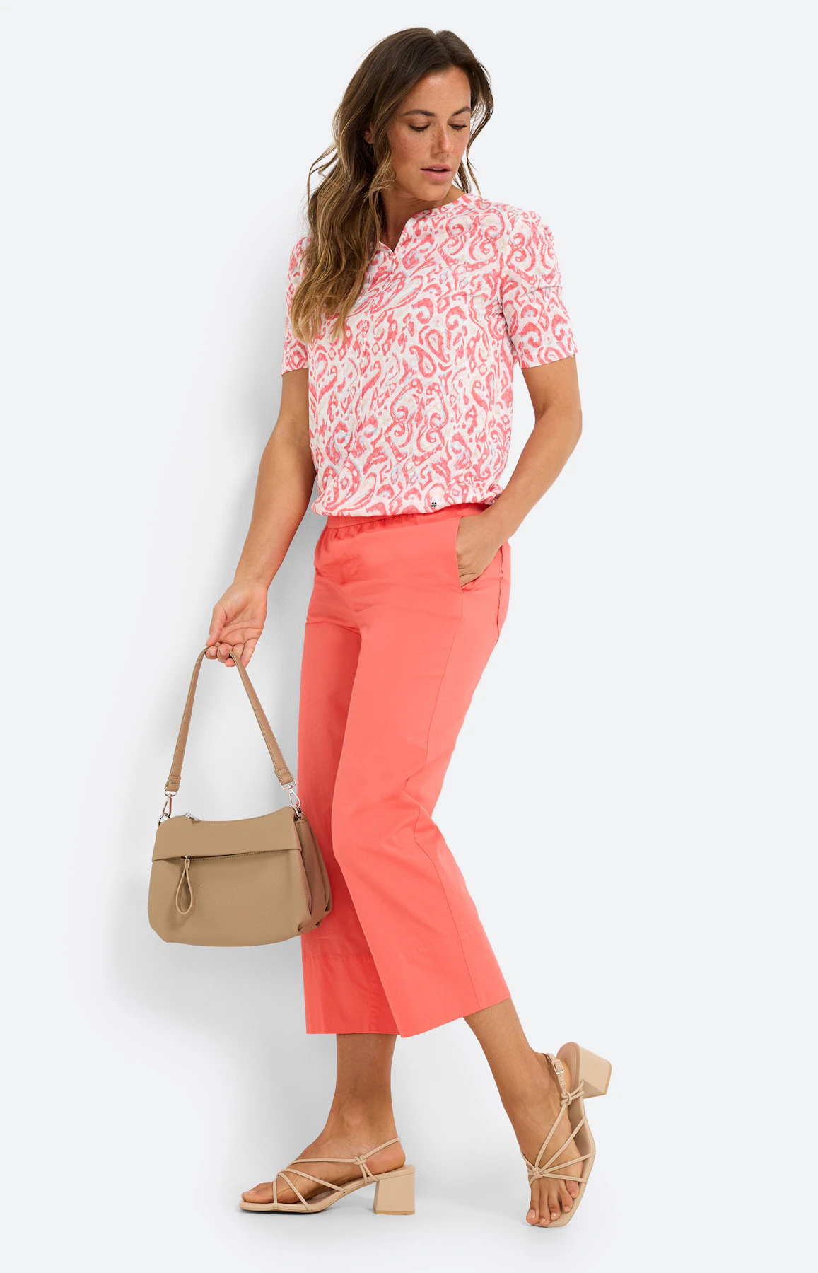T-shirt met burnout-effect, koraal