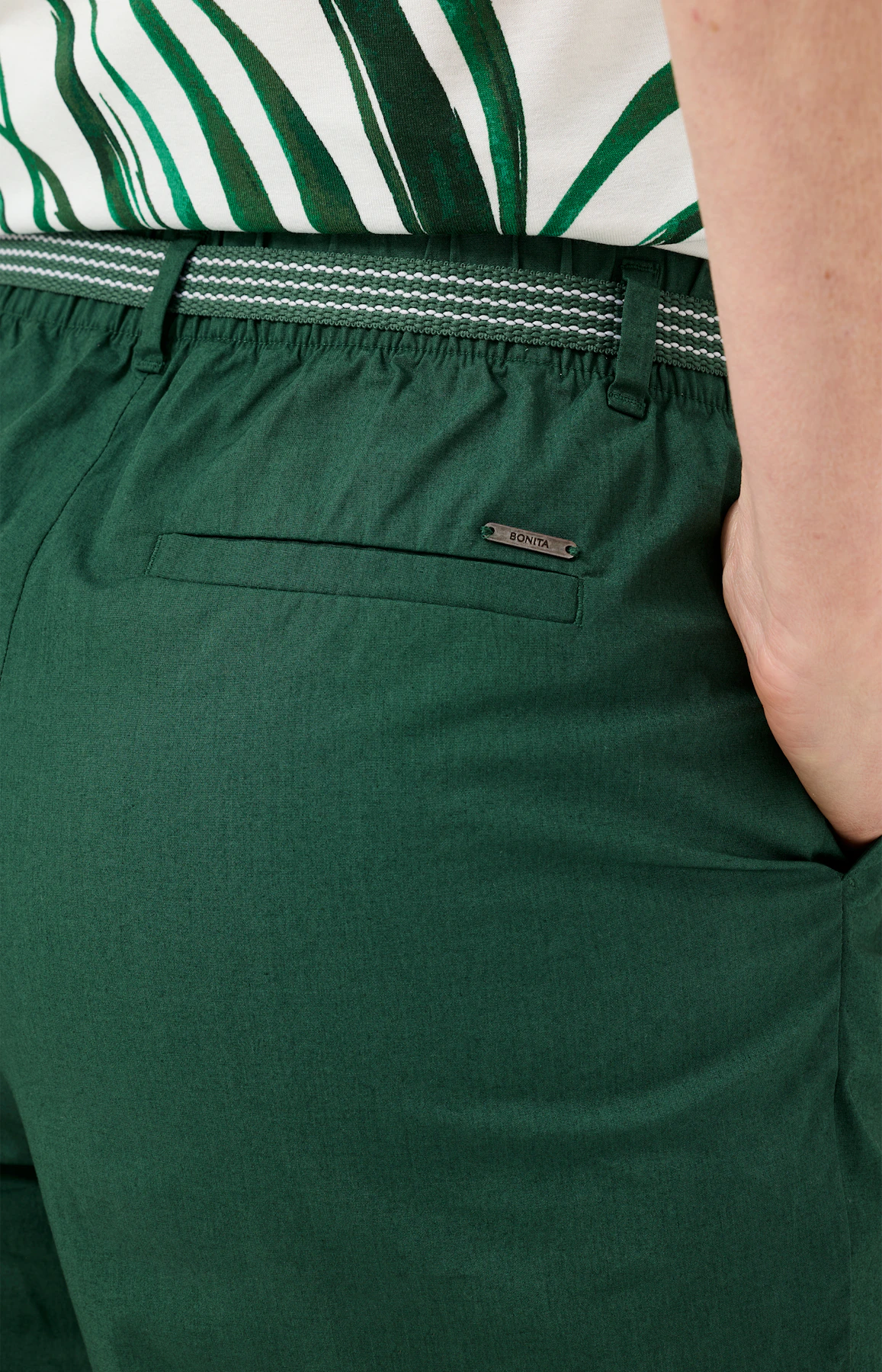 Broek met bandplooi 24 inch, dennengroen