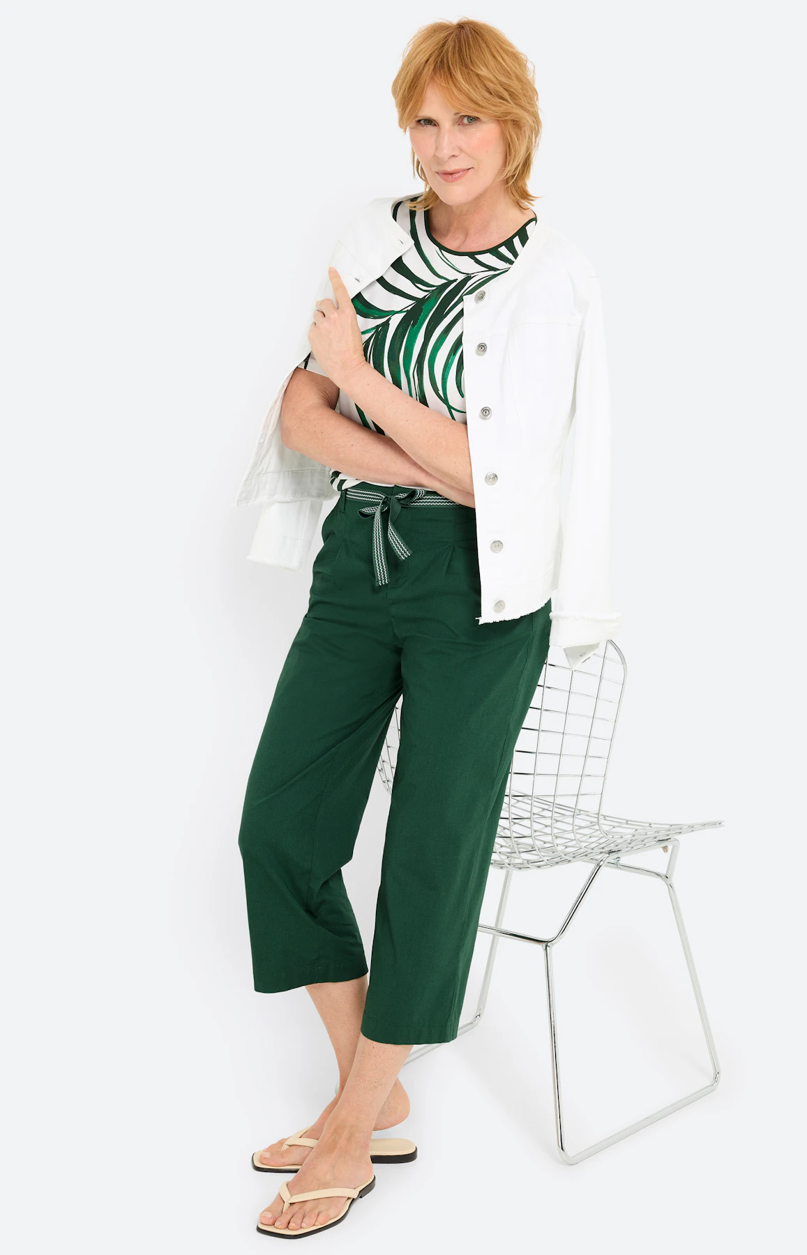 Broek met bandplooi 24 inch, dennengroen