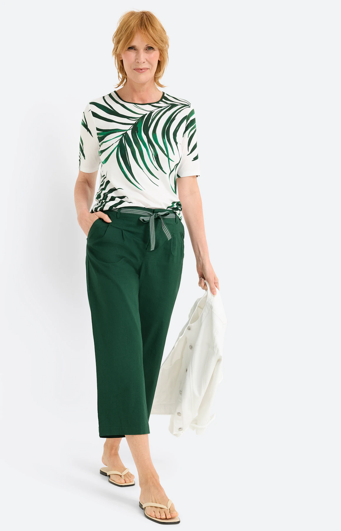 Broek met bandplooi 24 inch, dennengroen