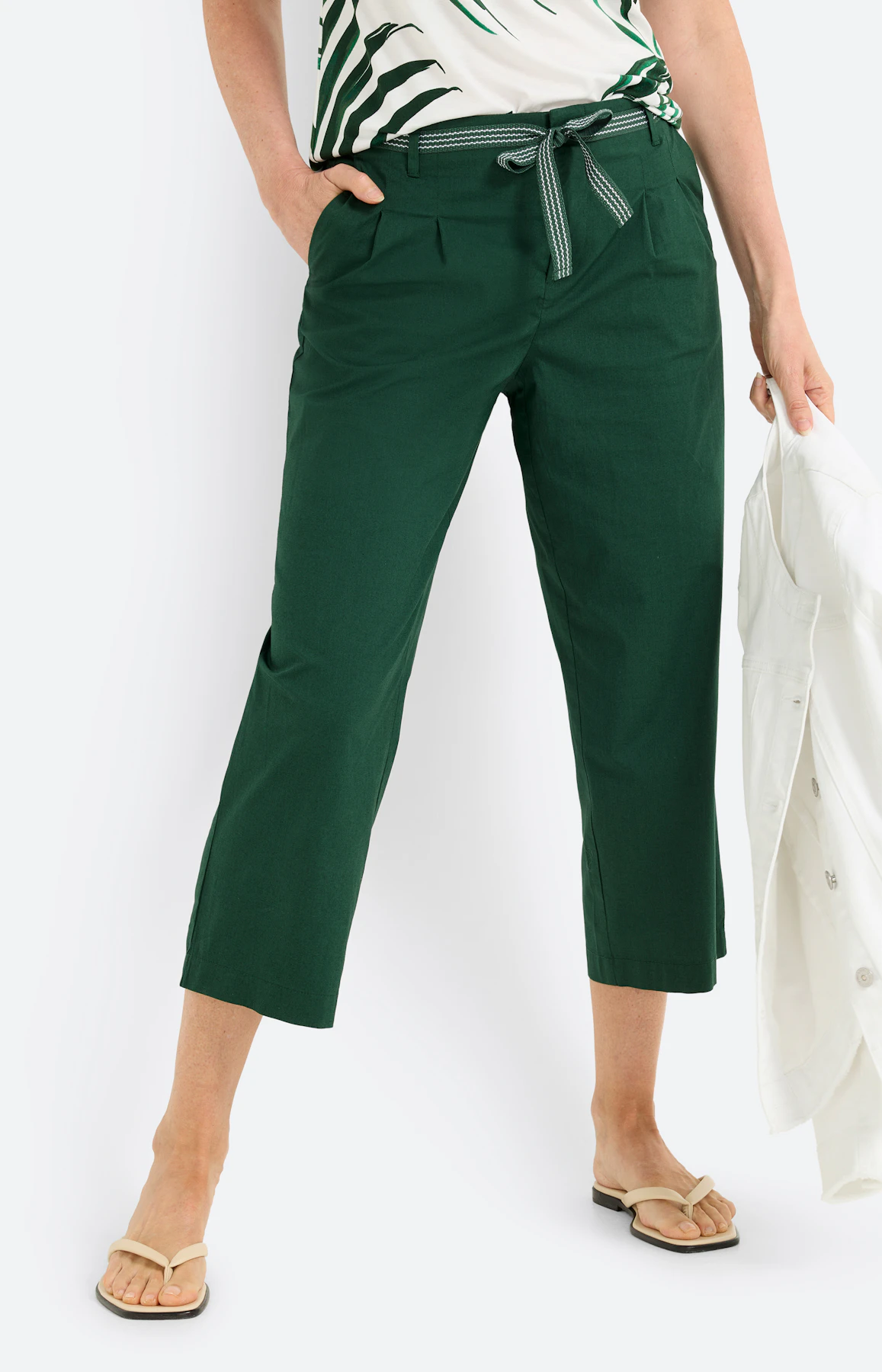 Broek met bandplooi 24 inch, dennengroen