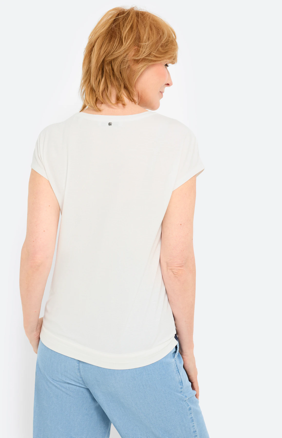 T-shirt met rijgkoord in de zoom, wit
