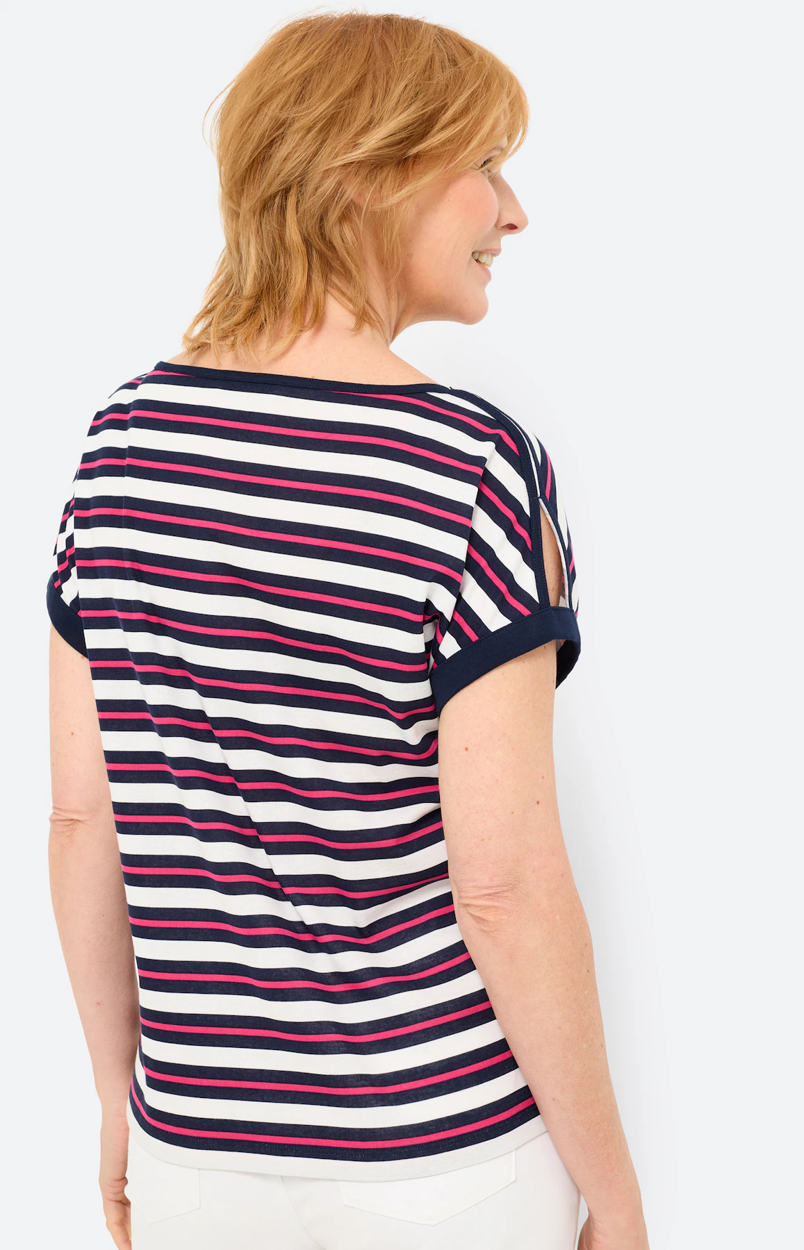 T-shirt met split in de mouwen, navy