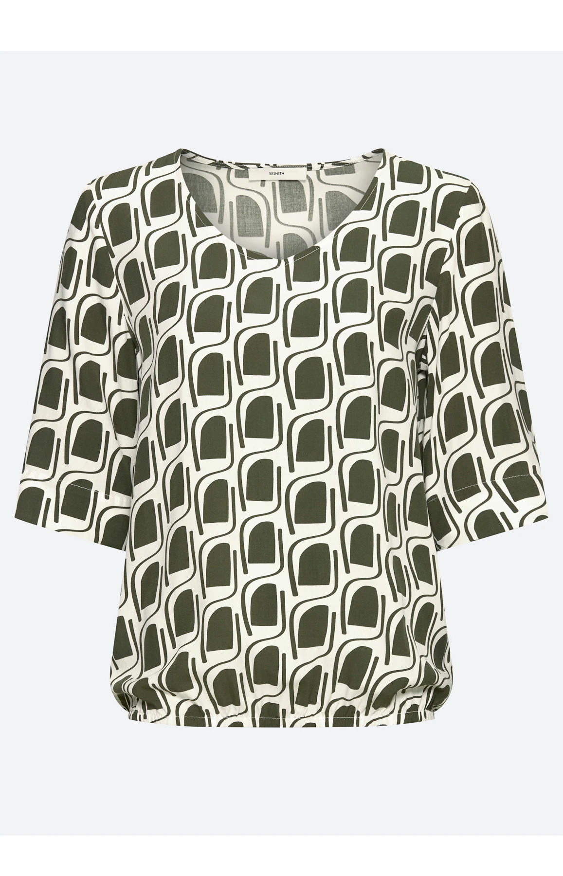 Blouse met grafische print, diepgroen