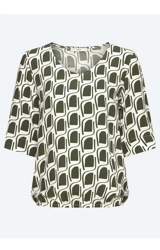 Bluse mit Grafik-Print, tiefgrün