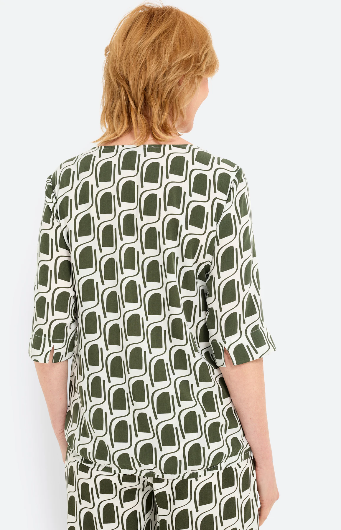 Blouse met grafische print, diepgroen
