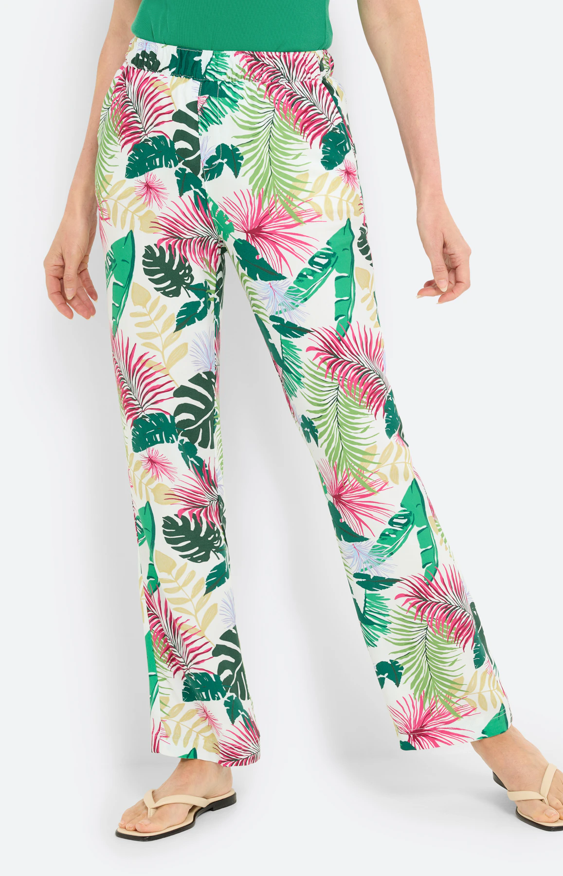 Marlene-broek met tropical-print, pink
