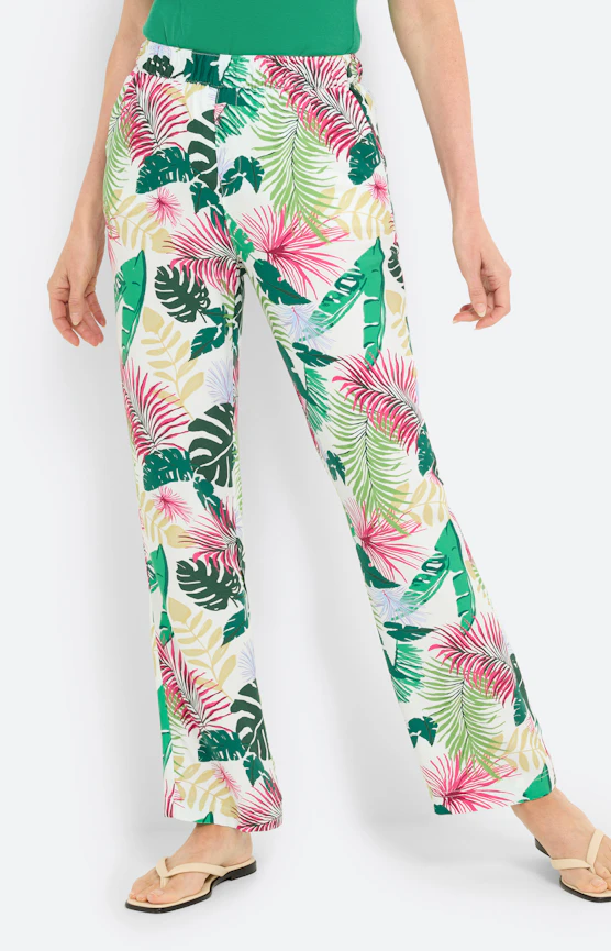 Marlenehose mit Tropical-Print, pink