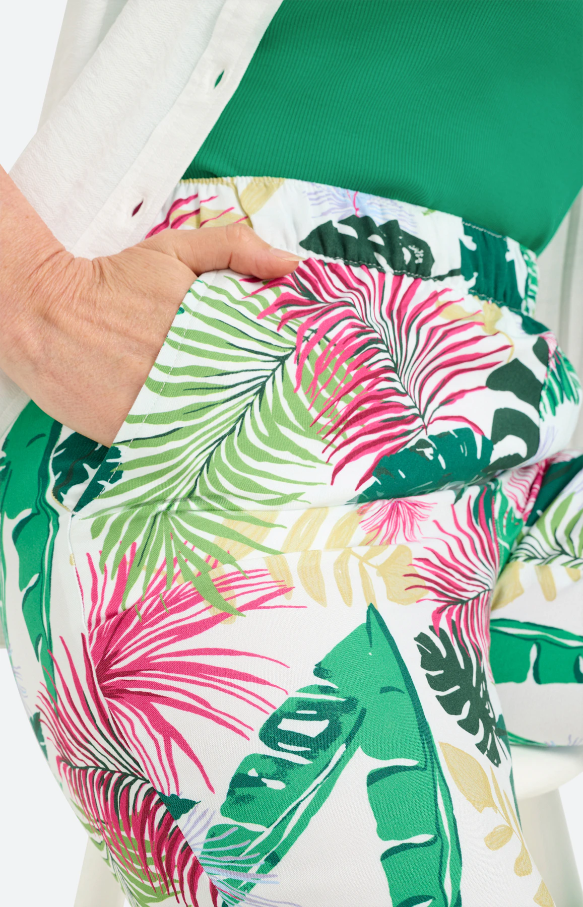 Marlene-broek met tropical-print, pink